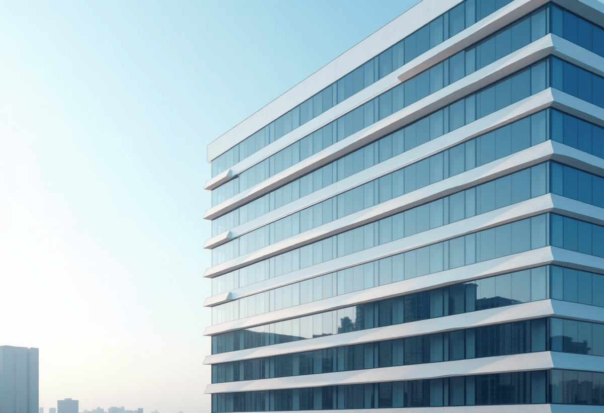 modern commercial building with tinted windows