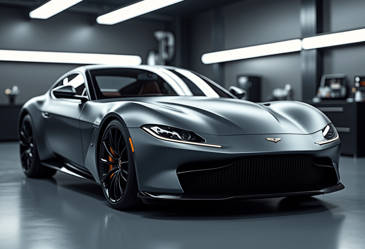 luxury vehicle matte finish paint protection film application in clean automotive shop