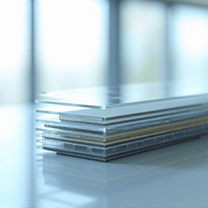 Multi-layer nano-ceramic window tint technology demonstrated with a close-up showing the intricate layers. The image highlights the advanced composition of the tint designed for maximum heat rejection and UV protection using ceramic particles.