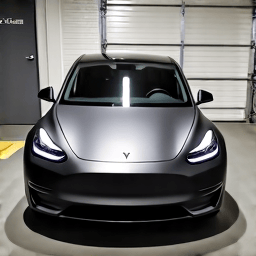 Tesla Model Y Matte Conversion. A dark grey Tesla Model Y showcased after a full XPEL Stealth PPF wrap in Santa Clarita, featuring a custom satin finish and edge-tucked precision installation.