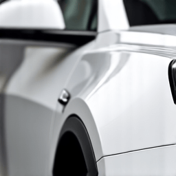 Close up of Tesla Model X door edge with paint protection film installed in Santa Clarita