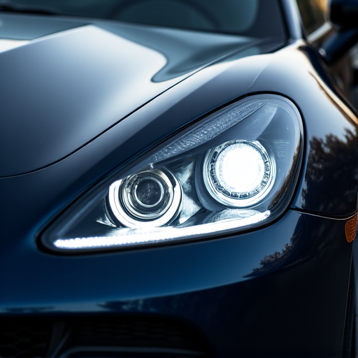 Headlight PPF clarity on a high-performance car in Santa Clarita. Illustrates the film's optical transparency and protection for critical lighting components.